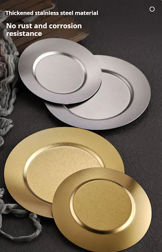 Title 3, Golden Stainless Steel Japanese Western Food Pl...