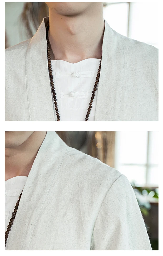Linen Jushi solid color cotton and linen shirt, a comfortable and stylish choice for everyday wear. Breathable fabric, p — photo 4