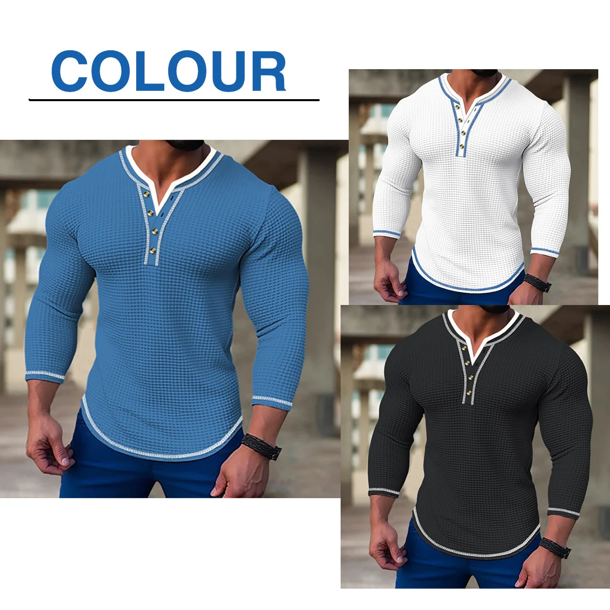 Title 4, Camiseta masculina de manga longa com gola henl...