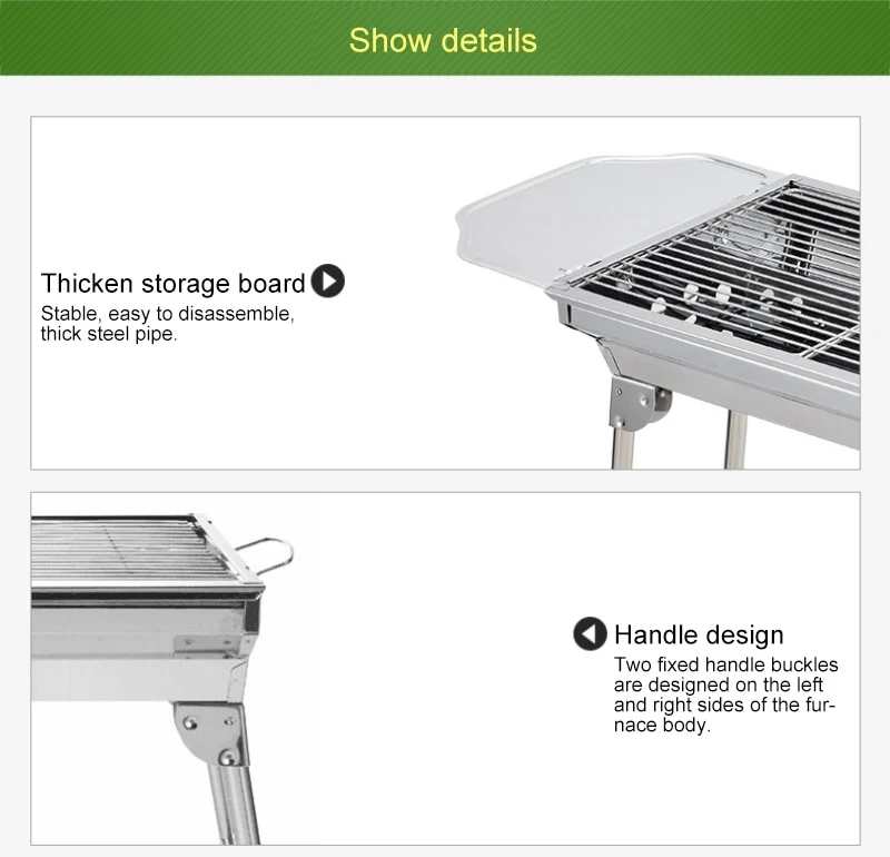Title 2, Foldable BBQ Grill Outdoor Stainless Steel Barb...