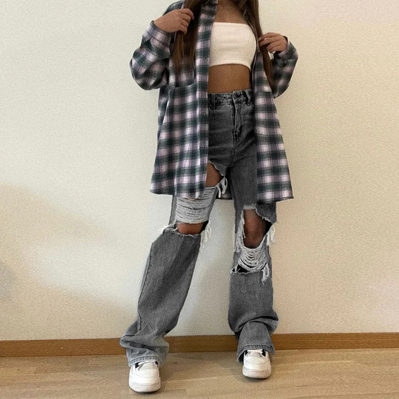 Title 5, Calças Hip Hop Femininas Street Trend Wash Esti...