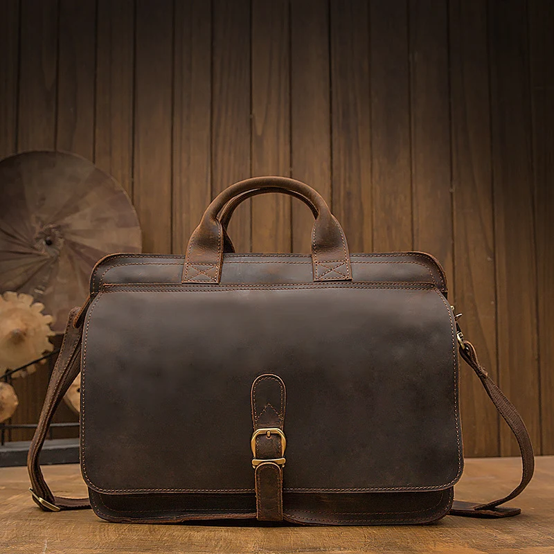 Handmade Imported First Layer Cowhide Men's Casual Business Briefcase. Durable and stylish, perfect for everyday use and — photo 2