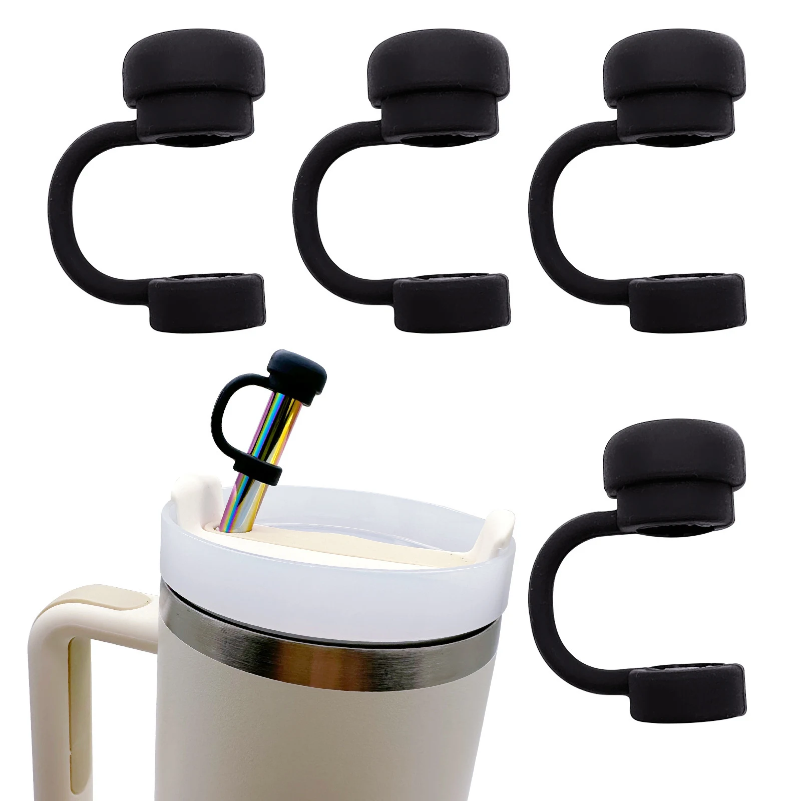 Title 8, Straw Cap Silicone Straw Mouthpiece Solid Color...