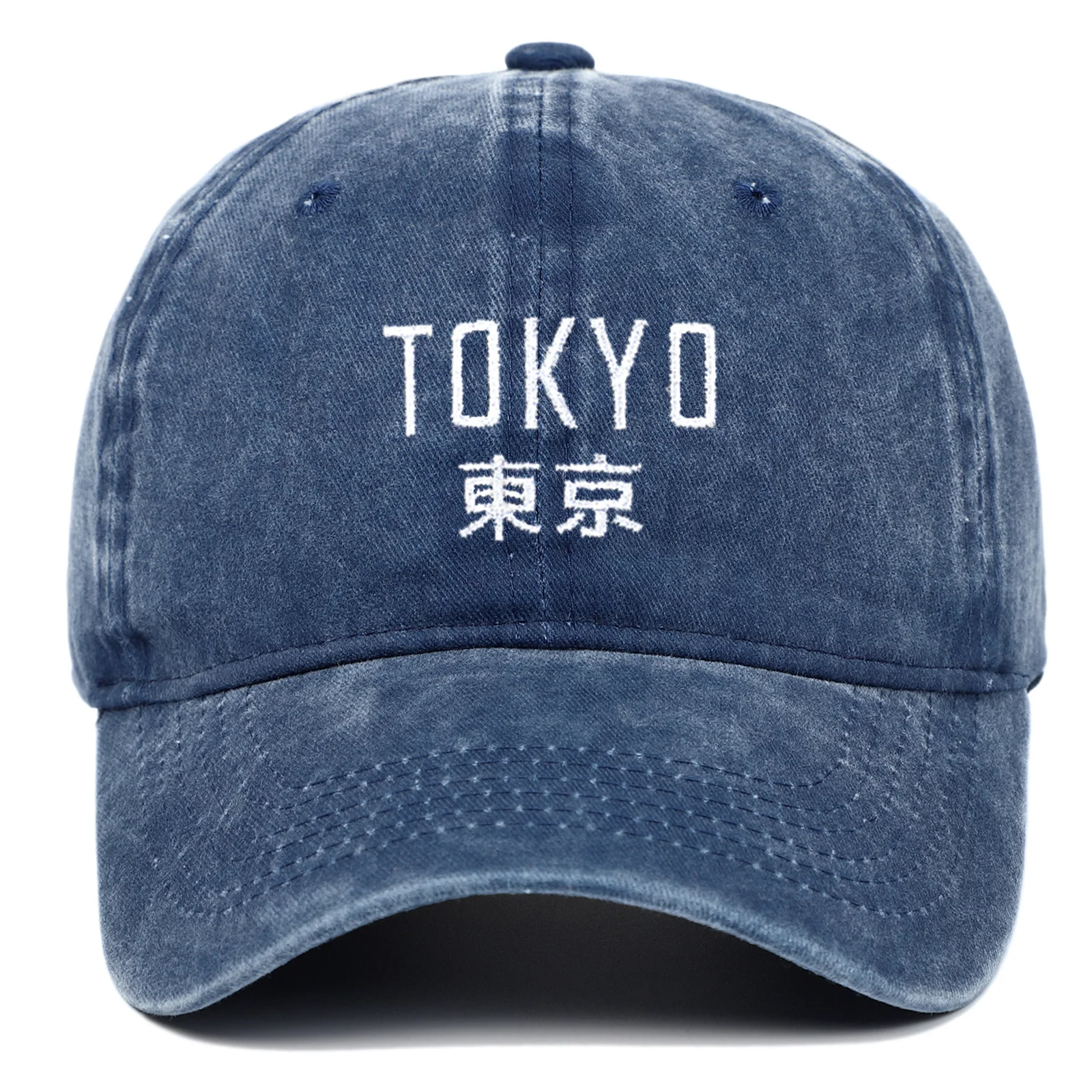 Novo Boné Retro Lavado com Letras Simples de Tóquio Um boné estiloso e confortável para o dia a dia. Perfeito para quem busca um visual casual com toque urbano e moderno. — foto 9