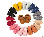 Polychromatische babyschoenen met zachte zool en kwastjes. Geslepen voor comfort en een modieuze uitstraling. — foto 13