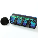 Bolsa de cosméticos com lantejoulas de sereia, estojo de lápis. Organize sua maquiagem e itens pequenos com estilo e brilho. — foto 12