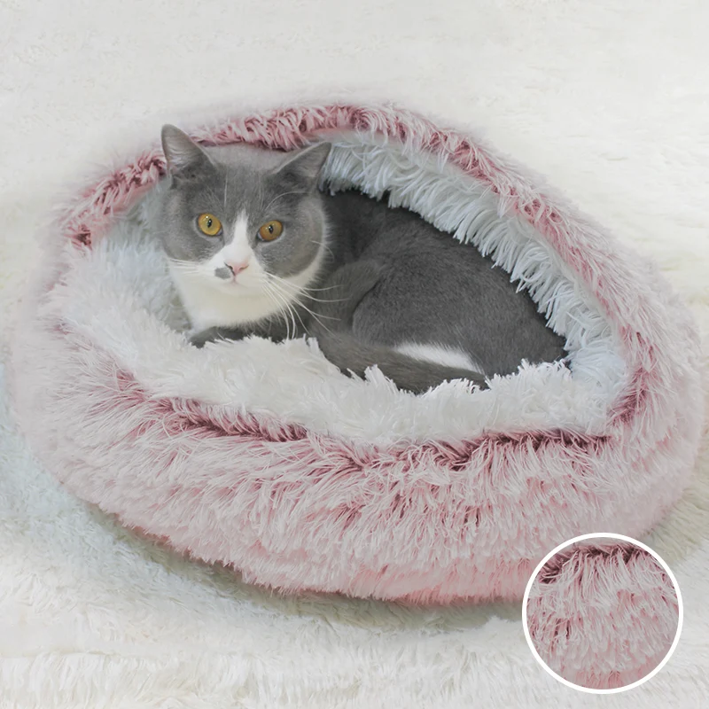 Title 11, Winter Long Plush Pet Cat Bed Round Cat Cushion...