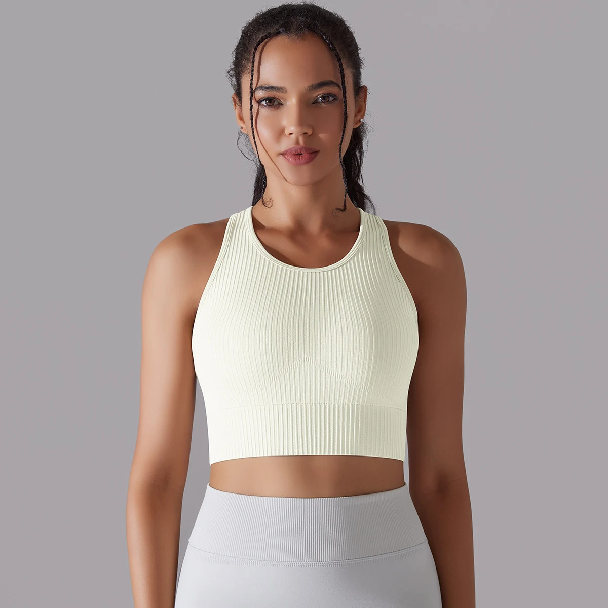Naadloos gebreid effen kleur I-vormig Beauty Back Yoga-vest — foto 11