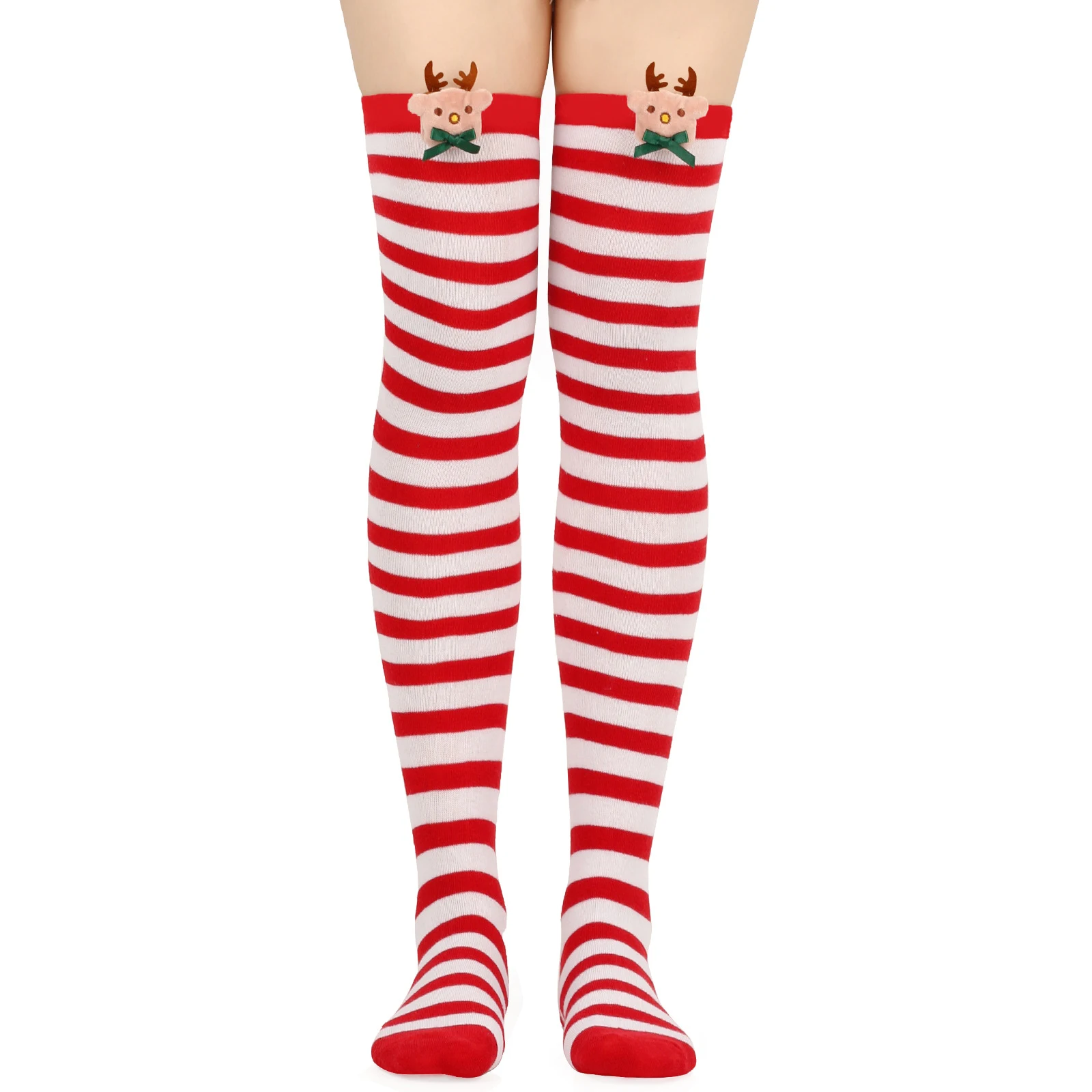Kerstpop over-de-knie kousen, ideaal om je poppen feestelijk te versieren. Voeg een vleugje kerstsfeer toe aan je poppen. Vrolijk kerstfeest! — foto 23