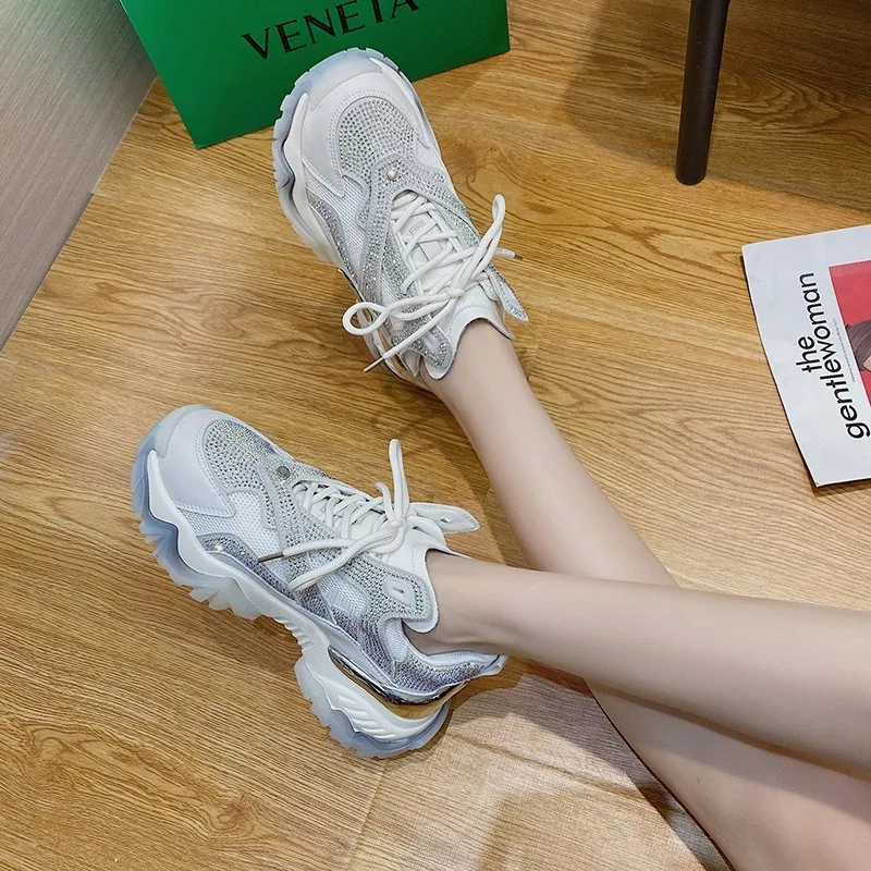 Women's Net Celebrity Inspired Daddy Shoes, Breathable & Trendy Street Style Sneakers, Perfect for Casual Outfits and Ev — photo 4