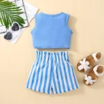 Conjunto de verão para meninas listrado sem mangas Ideal para o calor Confortável e estiloso Perfeito para brincar e passear Garanta o seu agora mesmo! — foto 9