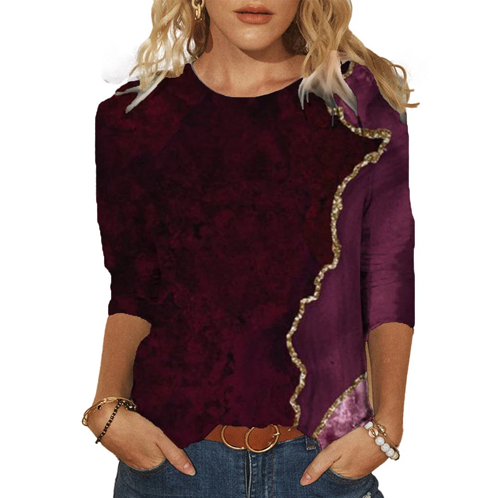 Landscape Painting Positioning Printing Three-quarter Sleeve T-shirt — photo 4