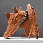 Tênis masculino plus size com tecido respirável e amortecimento de choque, design Flying Woven para conforto e performance. — foto 4