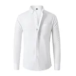 Men's Non-ironing Long-sleeve Zipper Oxford Woven Shirts, providing effortless style, comfort and a sharp look without t — photo 6