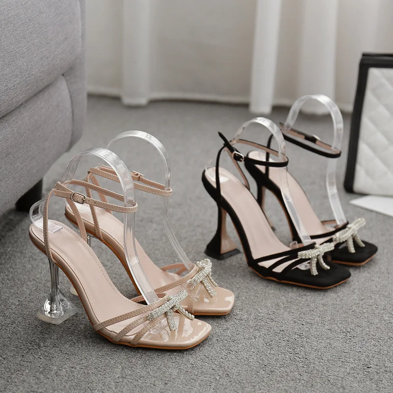 Title 7, Sexy bow rhinestone catwalk sandals, designed f...