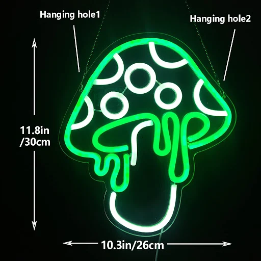 Title 5, Green Mushroom LED Neon Backboard, Transparent ...