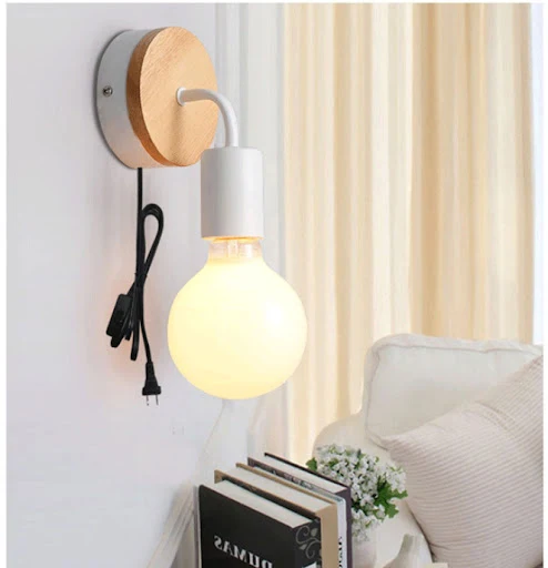 Title 5, Solid Wood Small Wall Lamp Simple Iron Bedroom ...