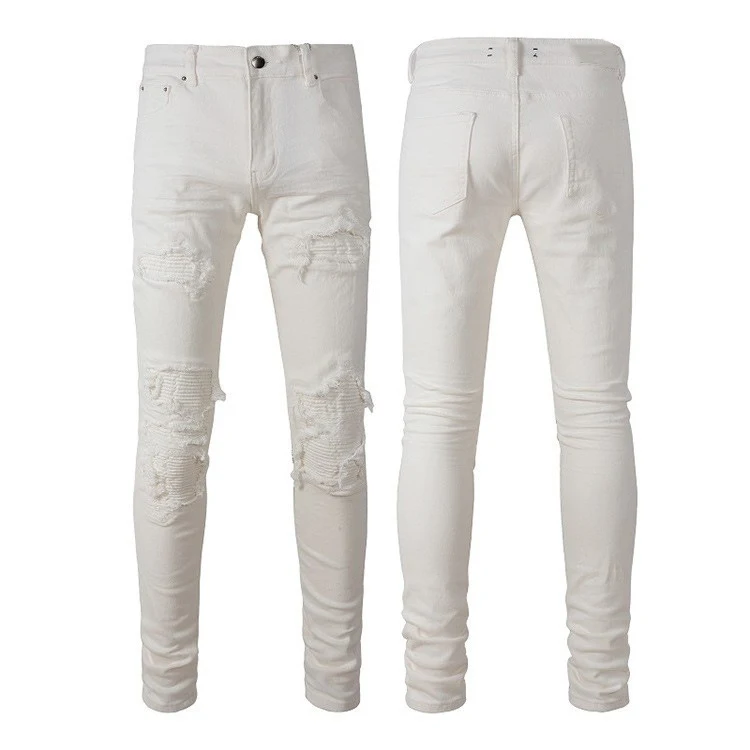 Title 3, Mens Ripped Patch Elastic Slim Fit Jeans. Comf...