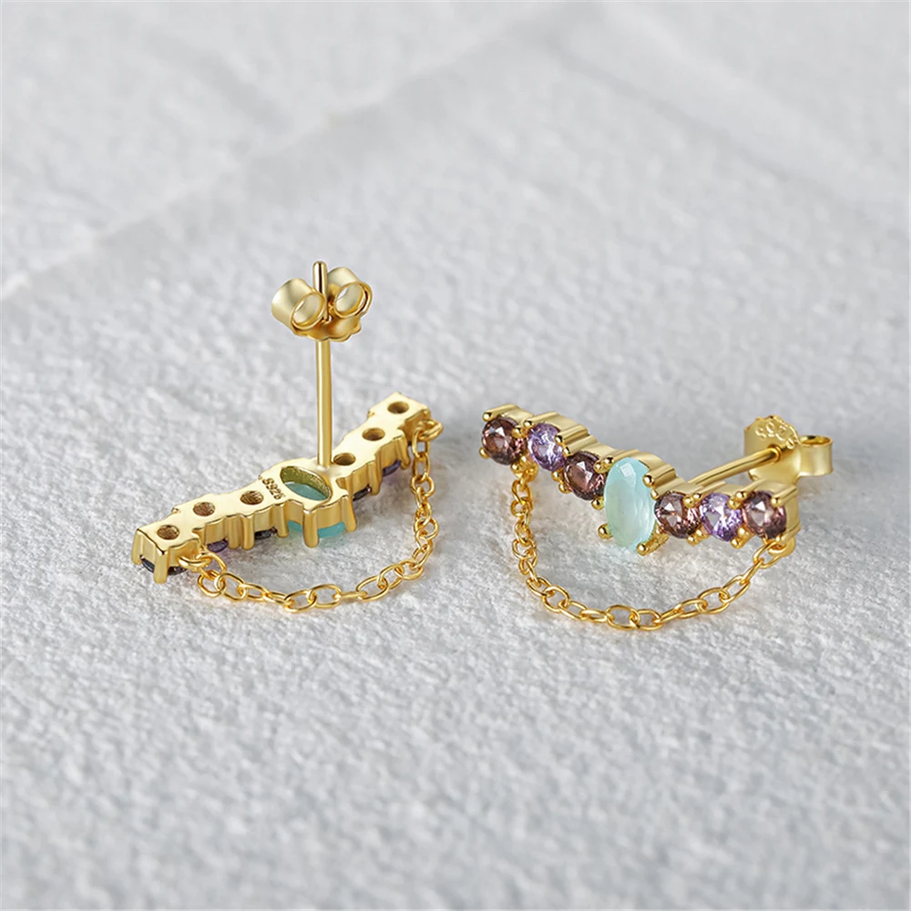 Pendientes colgantes sin perforación de plata S925 con diamantes brillantes. Elegancia y comodidad para orejas no perforadas. Disfruta del lujo. — foto 3