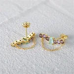 Pendientes colgantes sin perforación de plata S925 con diamantes brillantes. Elegancia y comodidad para orejas no perforadas. Disfruta del lujo. — foto 3