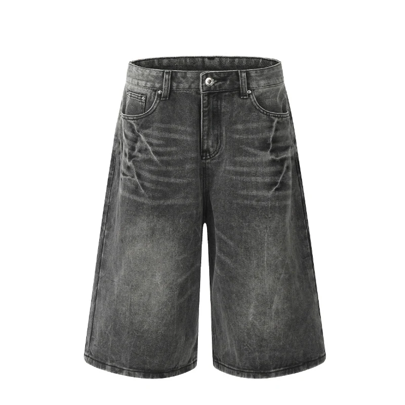 Zomer denim shorts voor heren, casual, recht, los. Comfortabele en stijlvolle shorts voor warme dagen. Ideaal voor vrije tijd en vakantie. — foto 2