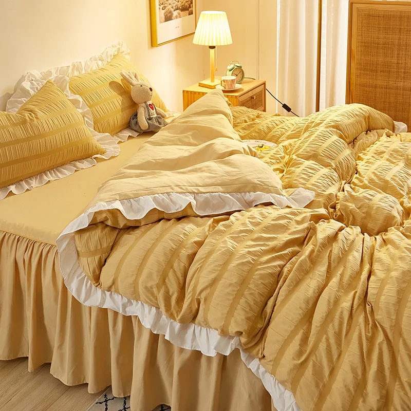 Title 9, Jogo de cama princesa branco seersucker, renda,...