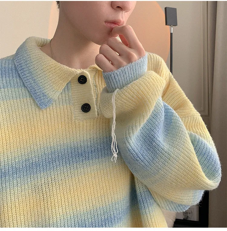 Title 2, Salt Color Striped Turtleneck Sweater For Men, ...