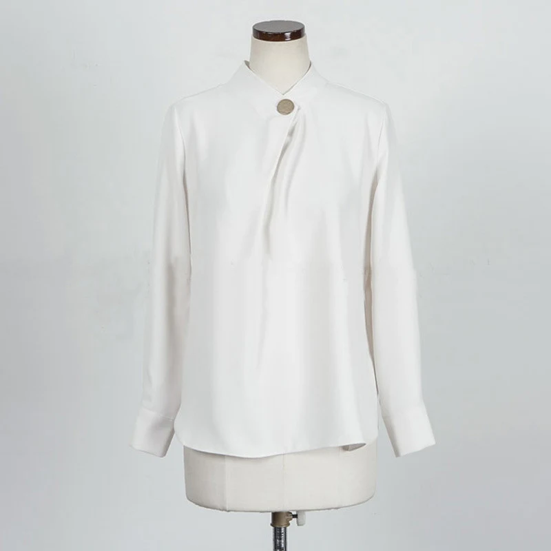 Long sleeve stand collar top shirt, designed for style and comfort. Perfect for a polished look, offering versatility fo — photo 1