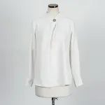 Long sleeve stand collar top shirt, designed for style and comfort. Perfect for a polished look, offering versatility fo — photo 1