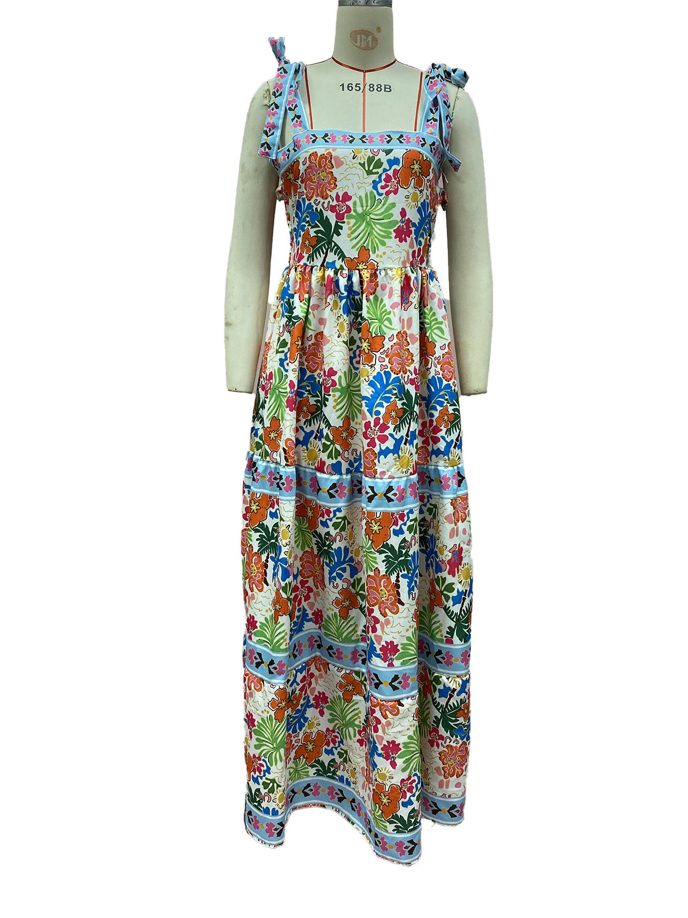 Title 7, High Waist Plant Print Womens Suspender Dress
