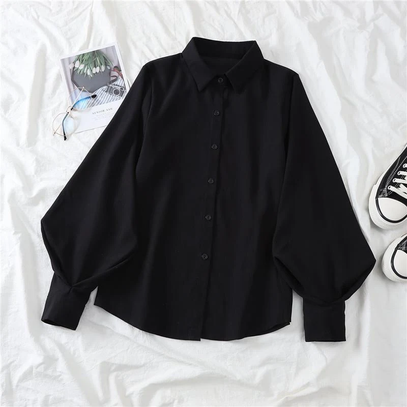 Title 10, Lantern Sleeve Shirt Design Sense Niche Loose L...