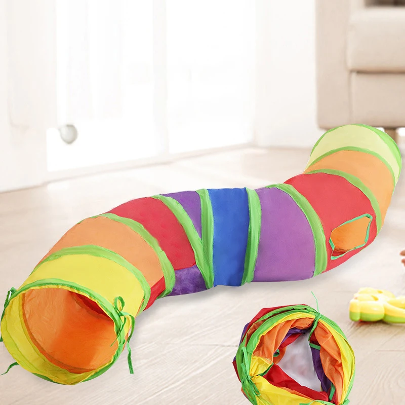 Title 2, Rainbow Cat Tunnel Pet Tube Collapsible Play To...