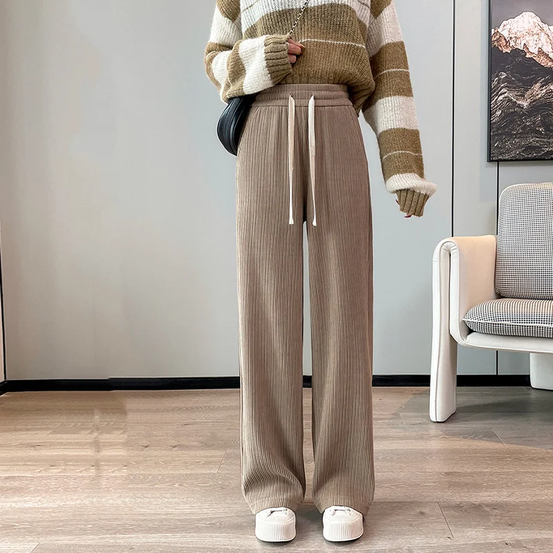 Women's Fashion Simple Solid Color Elastic Waist Tie Wide Leg Pants, offering comfort and style for everyday wear and ef — photo 10
