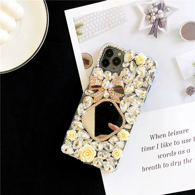 Title 6, Transparent Rhinestone Mirror Bowknot Phone Cas...