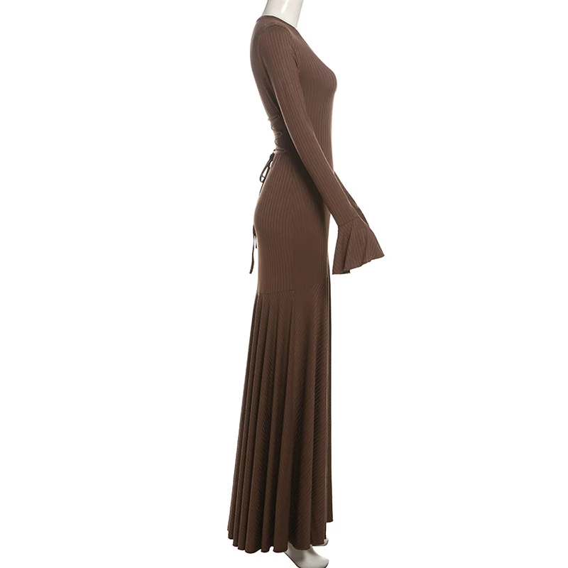 Title 17, Round Neck Scarf Long Sleeve Dress