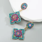Brincos florais palacianos de cristal colorido de alta qualidade, deslumbrantes e bonitos, ideais para realçar sua beleza e estilo. — foto 6