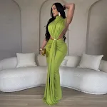 Solid Color Sexy Side Split Sleeveless Fashion Dress Skirt — photo 8