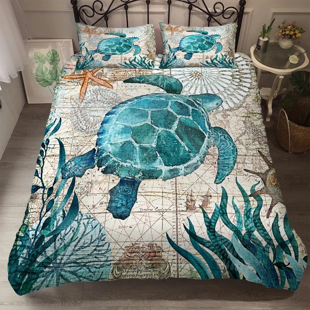 Title 2, Three-piece marine animal bedding set. Soft, co...