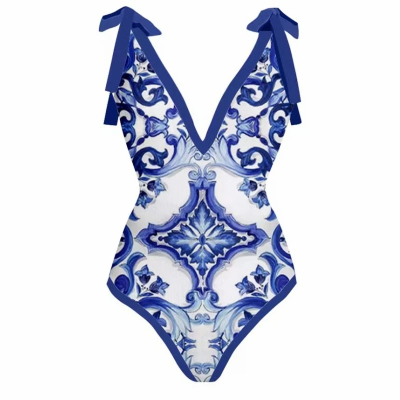Title 2, Womens Retro Printed One-piece Swimsuit, perfe...