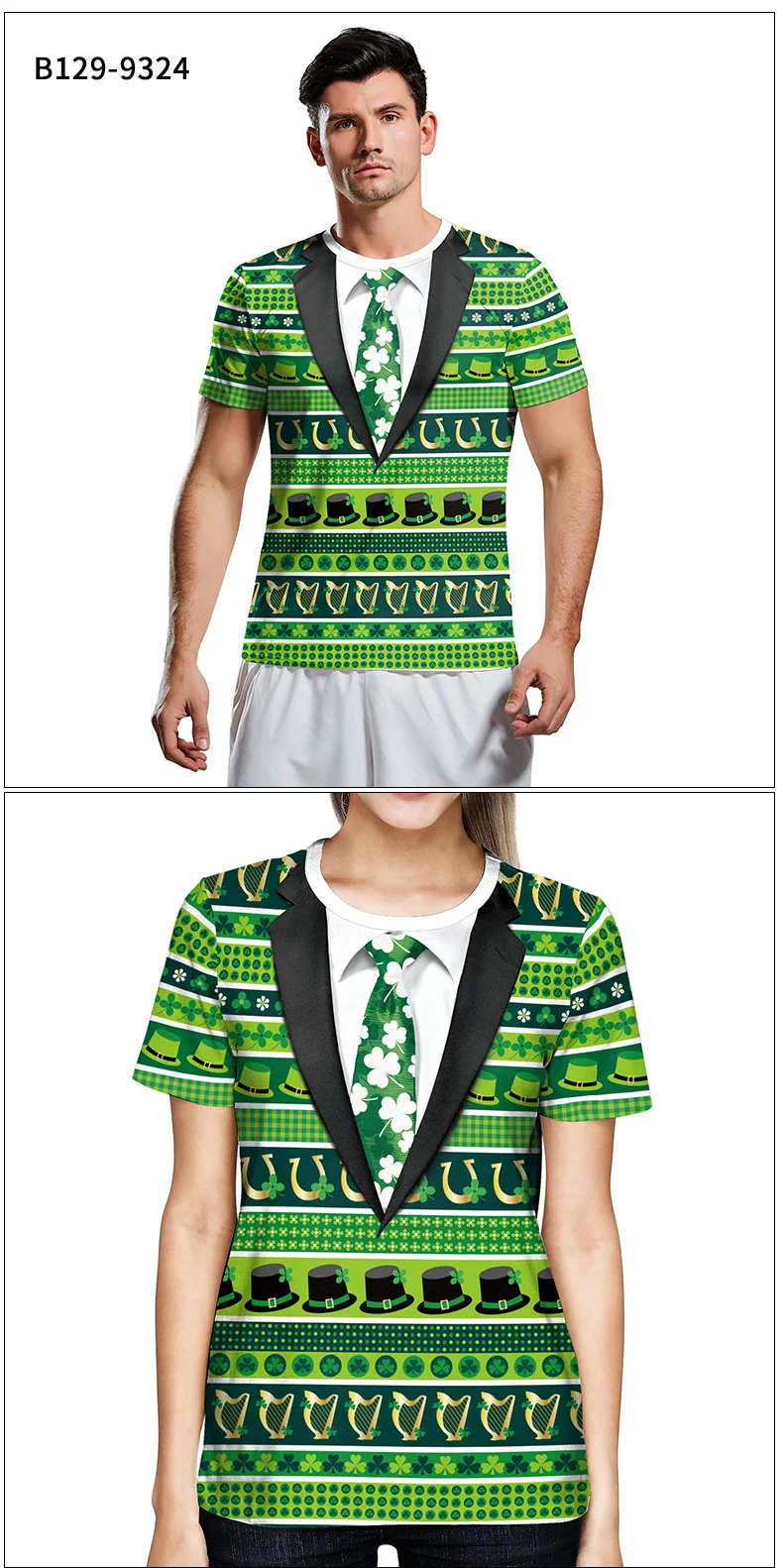 Title 4, St. Patricks Day Round Neck 3D Digital Print T...