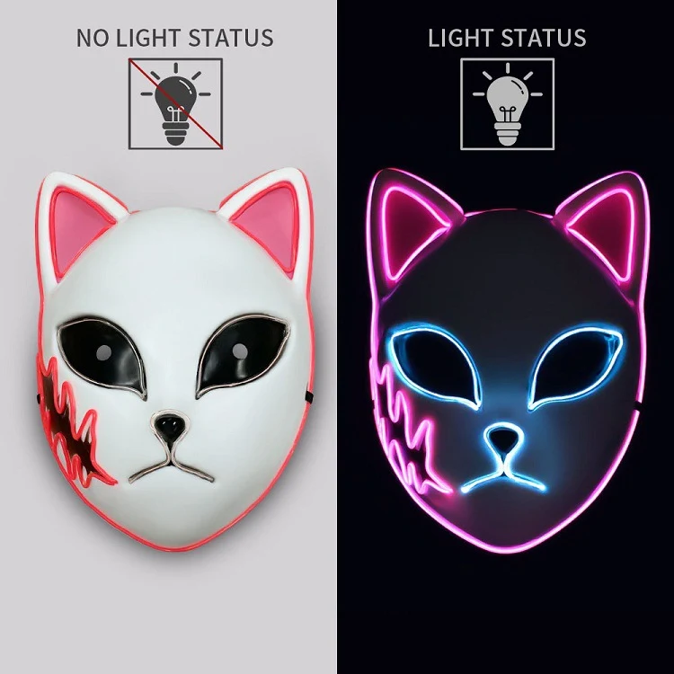 Maska LED z motywem kociej twarzy Luminous Line, idealna na imprezy i cosplay. Jasne światło i unikalny design. Bądź w centrum uwagi! — zdjęcie 6