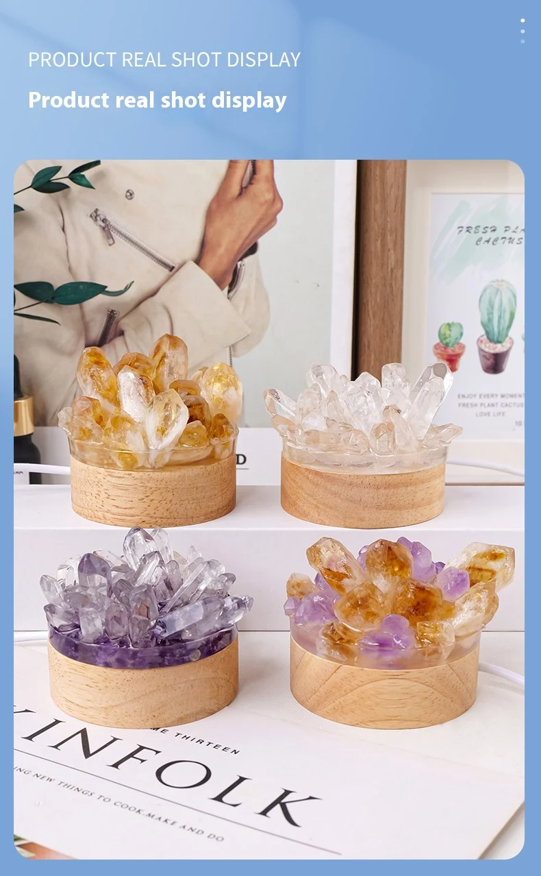 Title 8, Natural Amethyst Epoxy Vug Small Night Lamp Orn...