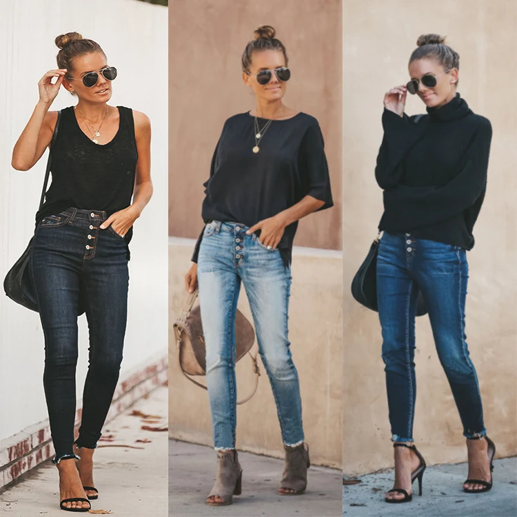 Gescheurde, gewassen sexy denim broek. De perfecte jeans voor een trendy en aantrekkelijke look. Comfortabel en stijlvol. Koop nu! — foto 4