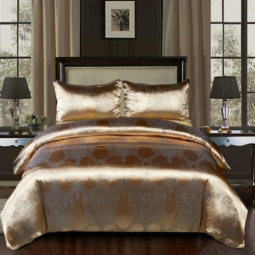 Title 7, Jogo de cama jacquard de cetim estilo europeu C...
