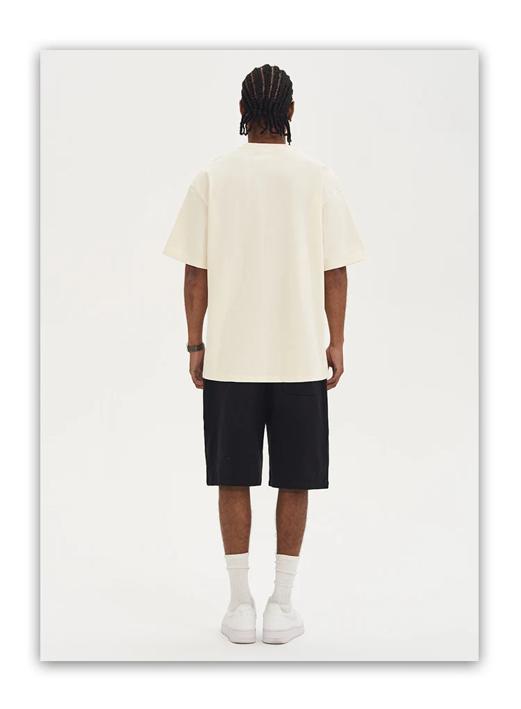 Title 36, Effen kleur losse katoenen heren T-shirt met ko...