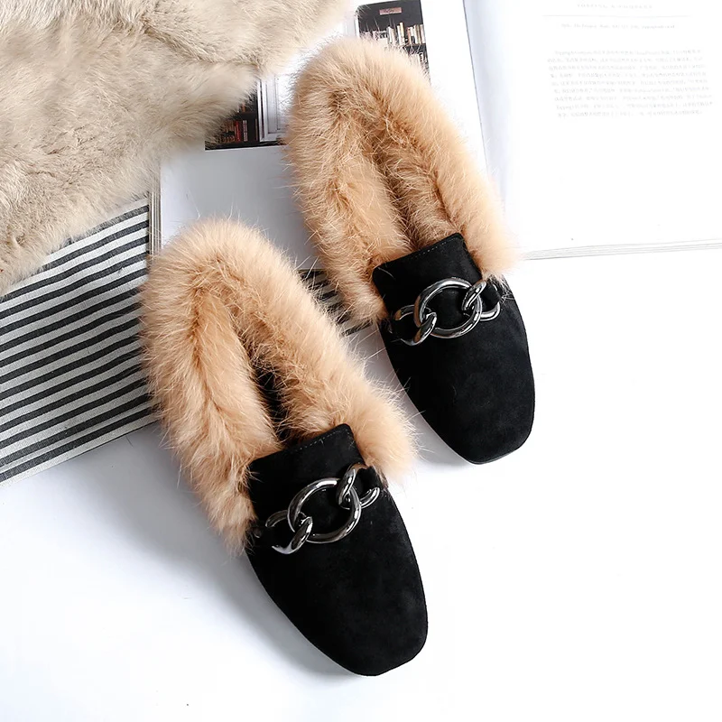 Title 13, Rabbit fur and velvet cotton flats for superior...