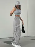 Damen-Sweathose mit lockerer Passform und einfarbigem Design für ultimativen Komfort und lässigen Stil. Ideal für Freizeit und Sport. — foto 2
