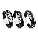 Pulseira masculina de couro com várias camadas trançadas e fivela magnética — foto 13
