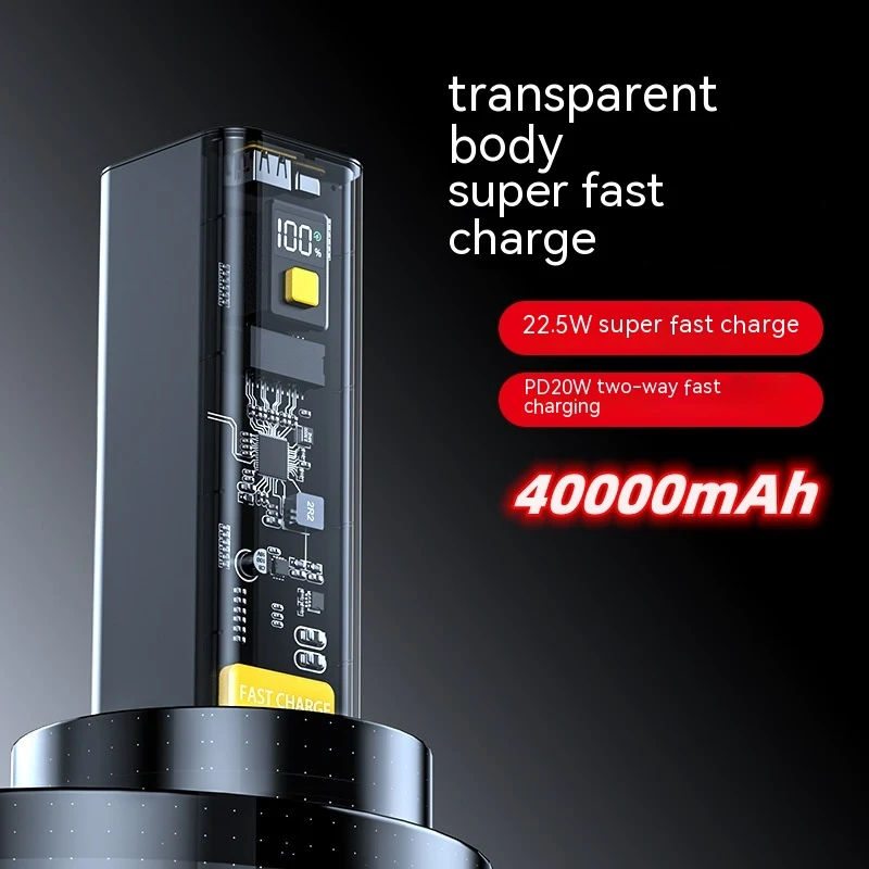 PD Fast Charge 225W Punk Transparent 40000 mAh Power Bank, Rapidly Charge Phones and Tablets, High Capacity Portable Cha — photo 1