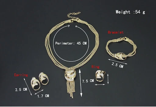 Title 5, Conjunto de Jóias de Moda Colar Pulseira Brinco...